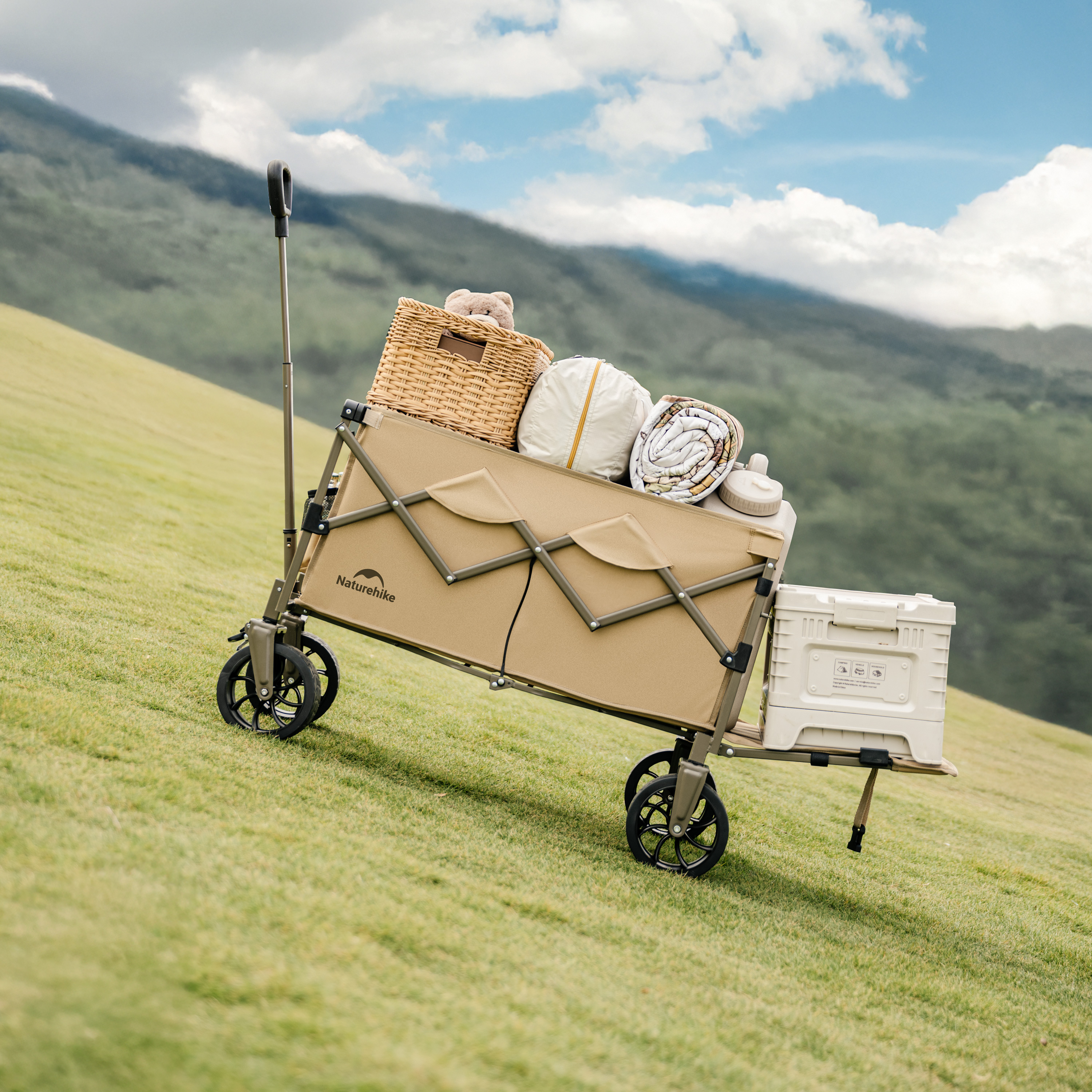 Naturehike skládací transportní vozík s rozšířením 100 + 50 l – 11,4 kg – krémový